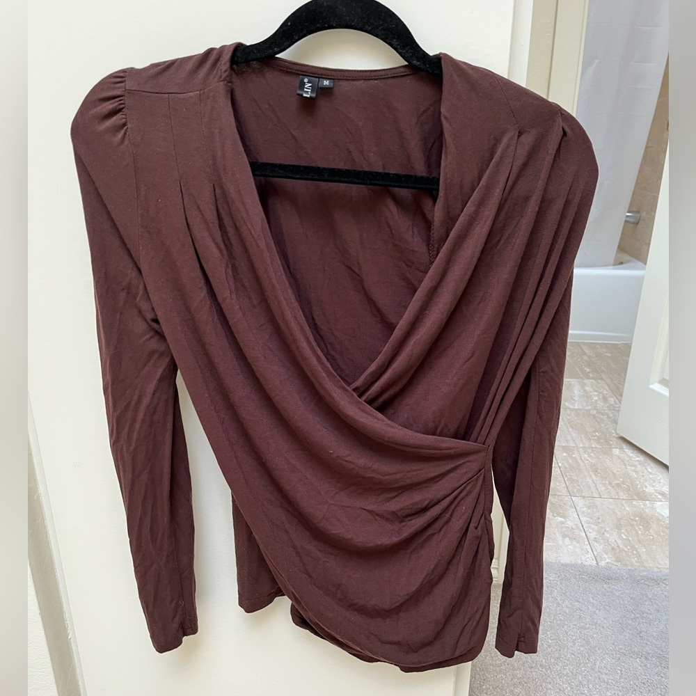 Brown wrap tee shirt S